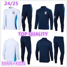 2024 2025 Italy tracksuit survetement half zip Training suit soccer 24 25 Italia man kids football tracksuits set jacket chandal futbol CHILD italiana sportswear