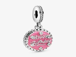 New Arrival 100 925 Sterling Silver Pink Birthday Cake Dangle Charm Fit Original European Charm Bracelet Fashion Jewellery Accessor4318518