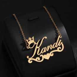 Pendant Necklaces Personalized customized letter necklace stainless steel name watch crown butterfly heart shaped necklaceWX