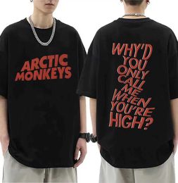 Men's T-Shirts Arctic Monkey Letter Graphic Print T Shirt Mens Fashion O-Neck Cotton Tops T-shirt Unisex Hip Hop Oversized T Shirts Strtwear T240425