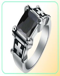 Cluster Rings Men039s Vintage Large Red CZ Ring Stainless Steel Classic Claw Cross Gothic Biker Knight For Women Fashion Christ5044286550