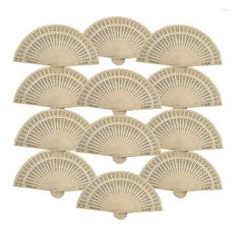 Decorative Figurines 12Pcs Wooden Hand Fan Wood Folding Fans Bulk Foldable For Women Gifts Wedding &Birthday