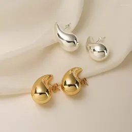 Stud Earrings 2024 Water Drop Steel For Women Teardrop Droplet Hollow Gold Colour Waterproof Charm Wedding Jewellery Gift