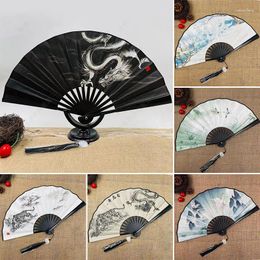 Decorative Figurines 8 Inch Chinese Japanese Silk Folding Fan Classical Female Dance Held With Tassel Vintage Art Craft Gift Home Decoration