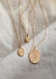 Sunbeam Necklace Sunshine Jewellery Handmade 14K Gold Filled Coins Choker Pendants Collier Kolye Boho For Women Chains6127290