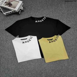 High end designer clothes for Paa Angles Neckline Thread Letter Casual Short Sleeve Mens Womens Versatile Trendy High Street Loose Tshirt Tee Cotton With 1:1 original