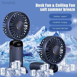 Electric Fans 2023 Electric Fan Portable Handheld Fold Fan Office Desktop Multifunctional Folding 3000mAh/4000mAh 5 Speed USB Cooling Fan d240429