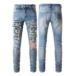 Stretch Demin Jean Amiirii Fashion Purple Patch 2024 Jeans Mairir 626 Mens Embedded Diamond with Developed High Fit Street Spot 7DKR
