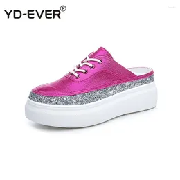 Fitness Shoes 4.5cm Shiny Patent Leather Women Platform Wedge High Heel Casual Slippers Hight Increasing Sneakers 36d