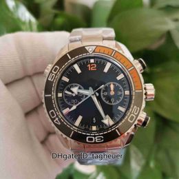 OM Factory Mens Watch Best Version 45.5mm Ocean Axial 600M Chronograph Sapphire Watches Orange Ceramic CAL.9900 Movement Mechanical Automatic Men's Wristwatches