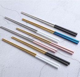 304 Stainless Steel Chopsticks Gold Black Silver Square Chopsticks Bar Restaurant Kitchen Supplies Christmas Party Utensil 18 Colo1452419