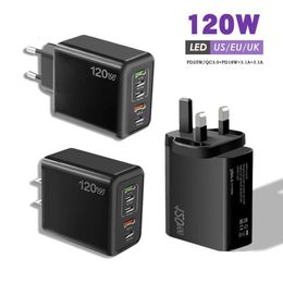 120W Mobile Phone Fast Charger Type-C British Standard PD+USB Multi Port Charging Head