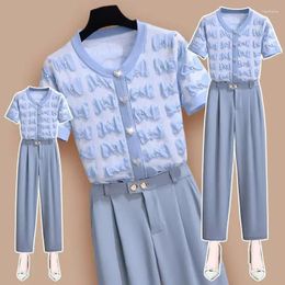 Women's Two Piece Pants Professional Outfits Summer 2024 Arrival Fashion Elegant And Unique Top Mid Waist Suit