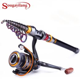 Sougayilang 1.8-3.6m Telescopic Fishing Rod and 11BB Fishing Reel Wheel Portable Travel Fishing Rod Spinning Fishing Rod Combo 240424