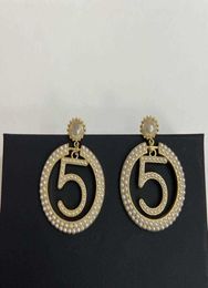 Brand Fashion Bowknot Jewelry Gold Color Letter 5 Big Earrings Camellia Earrings Tassel Pearls Design Wedding Party Earrings7305775