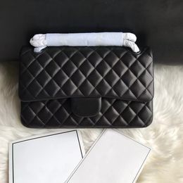 12A Upgrade Mirror Quality Medium Classic Flap Bag 25cm Designer Genuine Leather Lambskin Bag All Black Hobo Quilted Purse Handbag Crossbody Shoulder Chain Box Bag