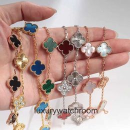 High End Jewellery bangles for vancleff womens High CNC precision five flower four leaf clover bracelet V gold natural red agate light luxury peacock stone bracelet