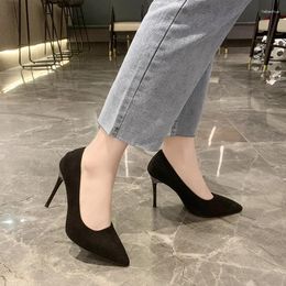 Dress Shoes Women Mid Heeled Sandals Black 6-8-10cm Pointed Thin Baotou Banquet High Womens