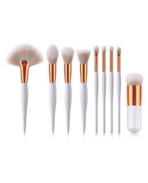 9pcs Makeup Brushes Kit Women Black White Wood Handle Synthetic Hair Pro Cosmetic Tool Make Up Brush Set Female246y6074494