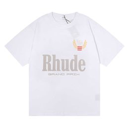 Fashion Rhuder Brand Designer Clothes Grand Print Hip Hop Couple Casual Crew Neck Short Sleeve T-shirt with 1:1 Logo