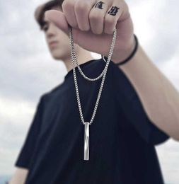 2021 Fashion New Black Rectangle Pendant Necklace Men Trendy Simple Stainless Steel Chain Men Necklace Jewellery Gift1017056