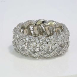 Cadermay Wholesale Price High Quality Hip Hop Jewelry 925 Silver d Vvs Iced Out Moissanite Cuban Mens Ring for Gift