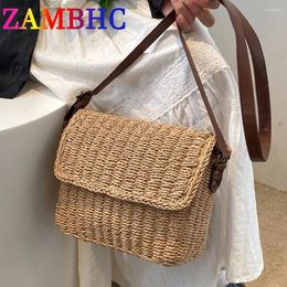 Evening Bags Resort Casual Women's Handbags Designer Small Weave Straw Shoulder Crossbody 2024 Trend Summer Female Travel Flap Bag Brand