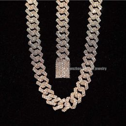 Bussdown Gold Plated Hiphop Chain 12mm Width S925 Silver Gra Certified 2 Rows Excellent Round Cut Moissnaite Cuban Necklace