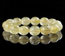High Quality 6810mm Gold Crystal Beads Bracelets Bangles Natural Stone Quartz Rutilated Bracelets Elastic Stretch Bracelet Men1760441