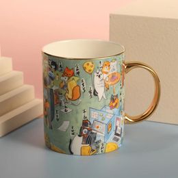 Mugs Creative Museum Handdrawn Bone Porcelain Mug Urban Series Coffee Cup Couple Gift Water