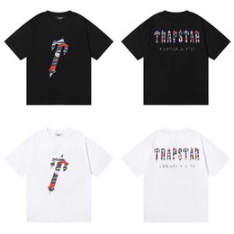 Trendy Trapstar design with Colourful camouflage letter print short sleeved tshirt for men and women with high street half sleeves