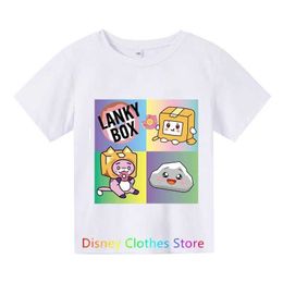 T-shirts Kawaii boy T-shirt cartoon lace box cute printed short sleeved girl dress summer casual fashion fun cotton childrens top T-shirtL2404