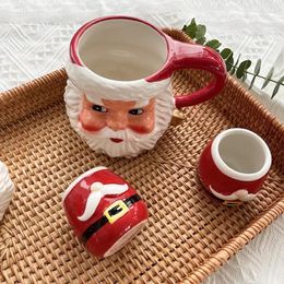 Mugs Exquisite Flower Christmas Decoration Po Props Santa Claus Ceramic Cup Device