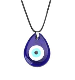 S2022 Fashion Jewellery Glass Evil Eye Pendant Necklace Wax Rope Turkish Blue Eye Necklace9381928