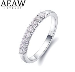 AEAW 14k White Gold 025ctw 2mm DF Round Cut EngagementWedding Moissanite Lab Grown Diamond Band Ring for Women Y01226360519