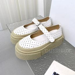 Casual Shoes Ladies Flat Summer 2024 Style Genuine Leather Material Elevated Sole Female Comfortable Breathable Loafers