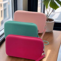 Cosmetic Bags Solid Colour Bag Portable Rectangle Silicone High Capacity Coin Purse Headphone Small Item Stationery Women