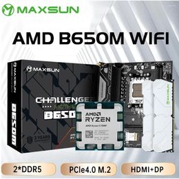 Motherboards MAXSUN Motherboard Set B650M WiFi With AMD CPU Ryzen 5 7500F AM5 DDR5 16GB 2 5600mhz M.2 Computer Components B650