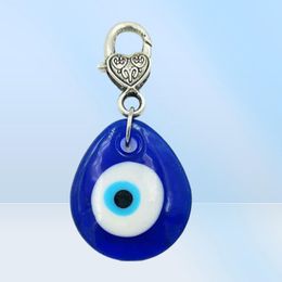 10pcsLot Vintage Silver Turkish teardrop blue Glass evil eye Charm Keychain Gifts Fit Key Chains Accessories Jewellery A295247821