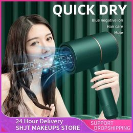 Hair Dryers Household heating and cooling air hair dryers high-power blue light anionic anti-static Modelling salon style tools for household appliances Q240429