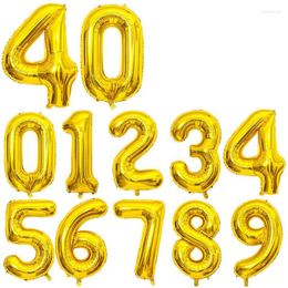 Party Decoration 1Pcs Gold 0123456789 Digital Figure Foil Number Balloon Adult Kids Baby Shower Happy Birthday Supplies