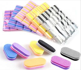 50Pcs Mini Colorful Sponge Nail File 100180 Double Sided Grit Sponge Sanding Grinding Manicure Files Tools4618796