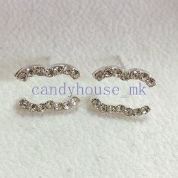 Fashion Womens Designer Jewellery Earrings Studs Women Brand Letter Crystal Earring 925 Silver Plated Wedding Pearl Eardrop Party Gifts Accessory