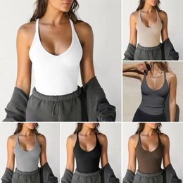 Women's Tanks Women Tank Top Soft Stretchy Vest Stylish V Neck For Sport Exercise Knitted Sleeveless With Sweat