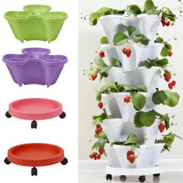 Decorations ThreePetal Pot Decoration 1PC Plastic Stackable Vertical Flower Plant Pot Strawberry Seedling Holder Vegetable Planters Garden