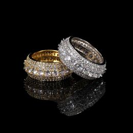 Fashion Women Men Luxury Gifts Wholesale Brass Gold Plated Iced Out Bling Diamond Hip Hop Cuban Rotatable Ring