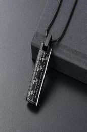 H888 Black Colour Bar Cremation Necklace Engraving with Animal Paws Funeral Urn Ashes Holder Stainless Steel Cremation Jewelry9750793