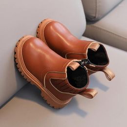 Boots Fashion Boy Girl Short Non-Slip British Style Children's Side Zipper Design Single Leather Anti-skid