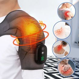 2 In 1 Electric Shoulder Knee Massager Heating Vibration Massage Support Belt Arthritis Thermal Brace Health Care 240424