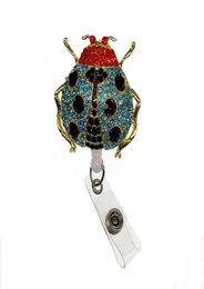 10pcslot Rhinestone Insect Ladybug Retractable Pull ID Name Card Holder For medical nurse4982672